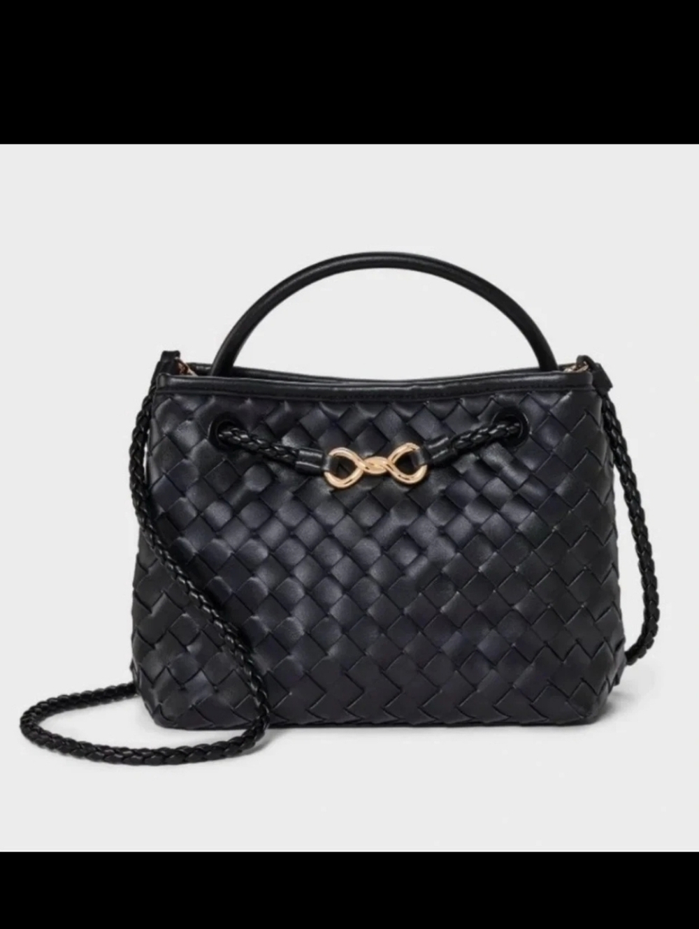 A NEW DAY WOVEN SATCHEL HAND/SHOULDER'S BAG COLOR BLACK